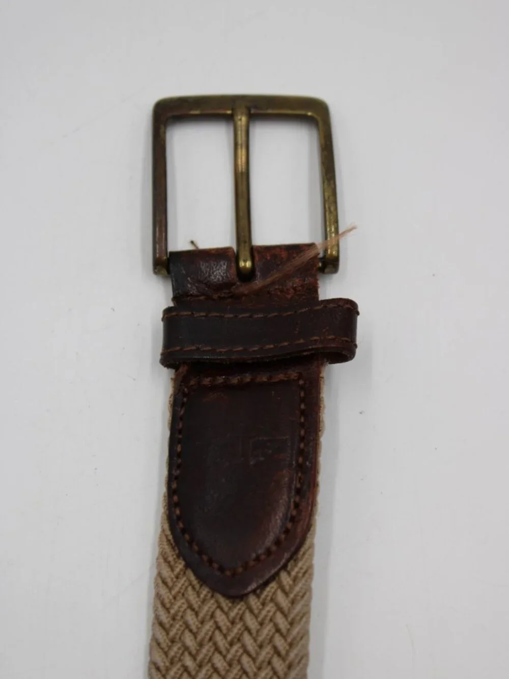 Dockers Tan Braided Stretch Cord Belt Mens Size 40 Brown Leather Ends Work Golf